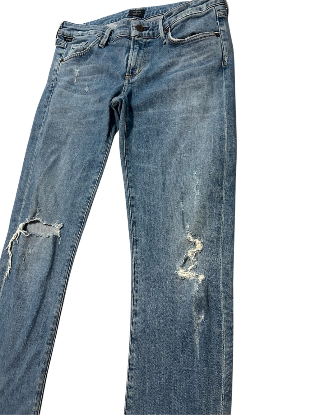 Citizens of Humanity Racer Low Rise Skinny Distressed Medium Wash Denim Jeans - Picture 8 of 15